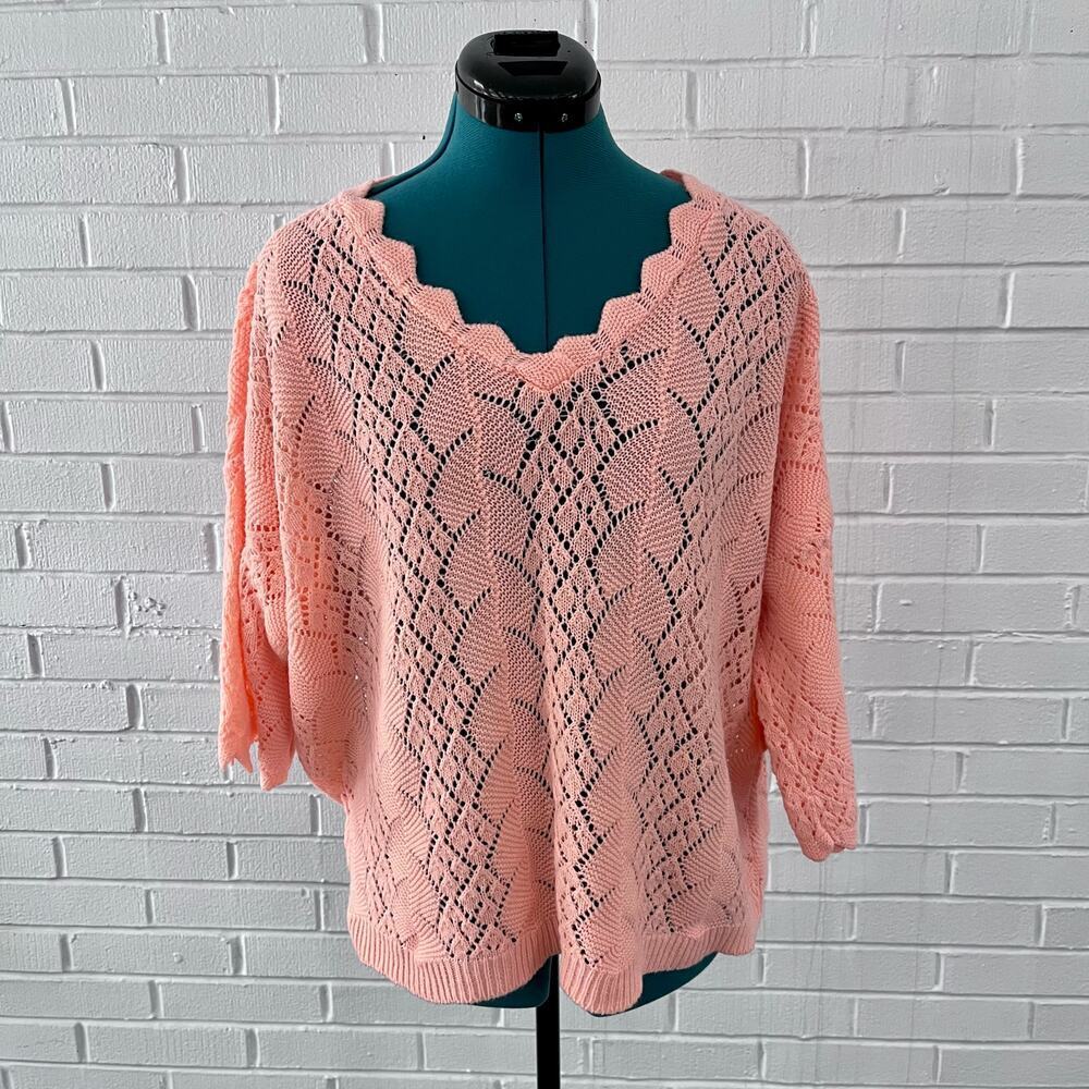 Vintage 80s pink crocheted sweater